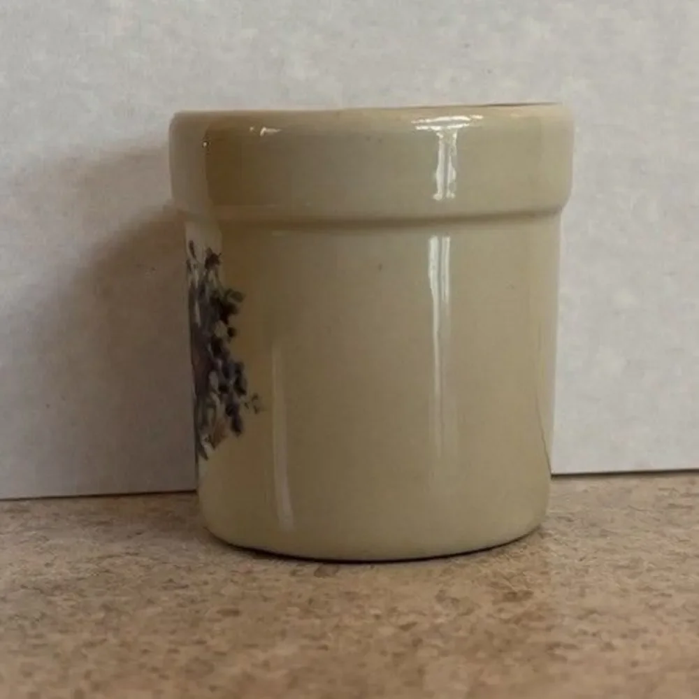 Ceramic Toothpick Holder Small Crock Floral Flowers 2 1/4